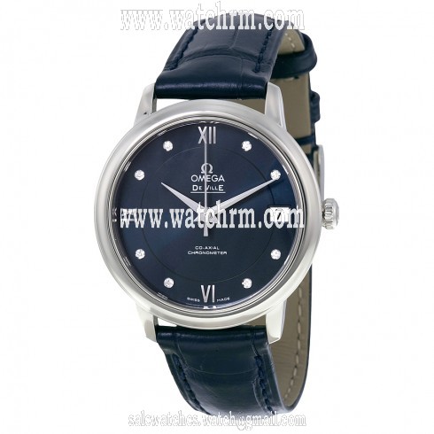Omega De Ville Prestige Blue Diamond Dial  Automatic Ladies Watch 42413332053001