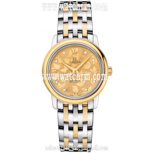 Omega De Ville Prestige Butterfly Champagne Diamond Dial Ladies Watch 424.20.27.60.58.002