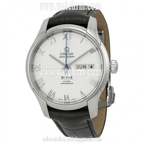 Omega De Ville White Dial Black Leather Automatic Men's Watch 43113412202001