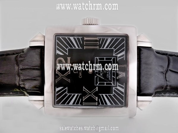 Omega De Ville X2 Big Date 7718.72.31 Automatic Square Black Dial Watch