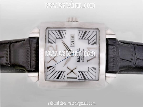 Omega De Ville X2 Big Date 7719.75.36 Midsize Black Crocodile Leather Strap 37x37mm Watch