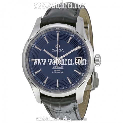 Omega DeVille Blue Dial Black Leather Men's Watch 431.33.41.21.03.001
