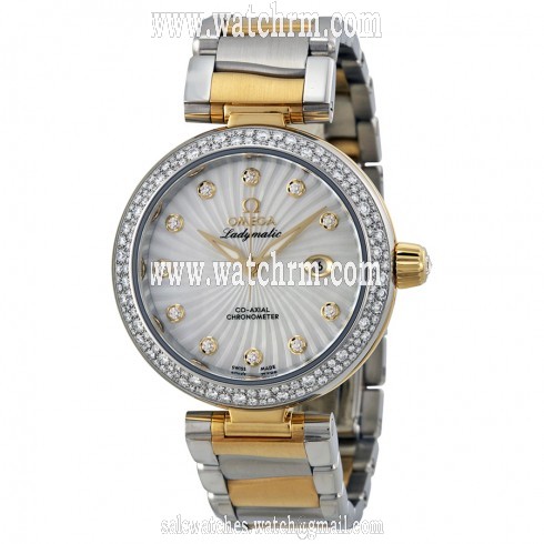 Omega DeVille Ladymatic Mother of Pearl Stainless Steel and Yellow Gold Ladies Watch 42525342055002