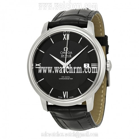 Omega DeVille Prestige Automatic Black Dial Black Leather Men's Watch 424.13.40.20.01.001