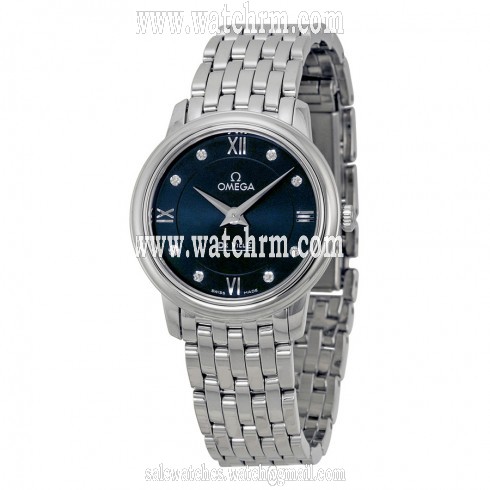 Omega DeVille Prestige Blue Diamond Dial Stainless Steel Ladies Watch 42410276053001
