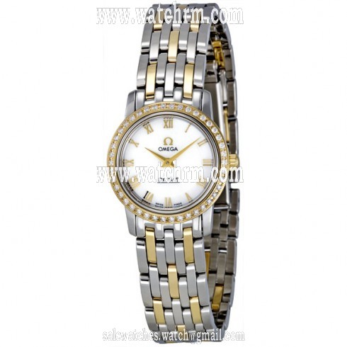 Omega DeVille Prestige Mother of Pearl Dial Steel and 18k Yellow Gold Ladies Watch 4375.71