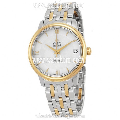 Omega DeVille Prestige Mother of Pearl Dial Steel and Yellow Gold Ladies Watch