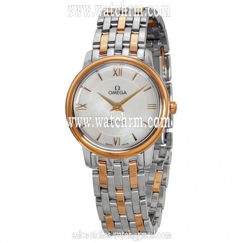 Omega DeVille Prestige Mother of Pearl Staless Steel and 18kt Gold Ladies Watch 42420276005002