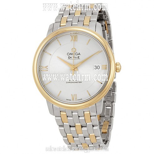 Omega DeVille Prestige Silver Dial Steel and Yellow Gold Men's Watch 42420372002001