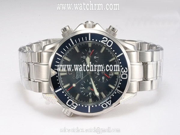 Omega Seamaster 300 M Chrono Diver 2293.52.00 Round Blue Dial White Stainless Steel Strap Watch