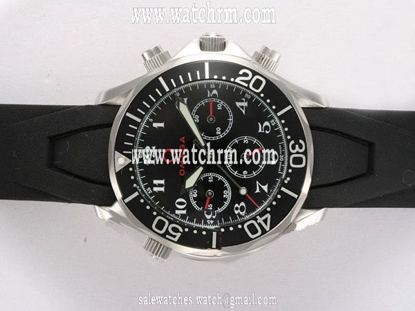 Omega Seamaster 300 M Chrono Diver 2894.52.91 Black Dial Round Black Rubber Strap Watch