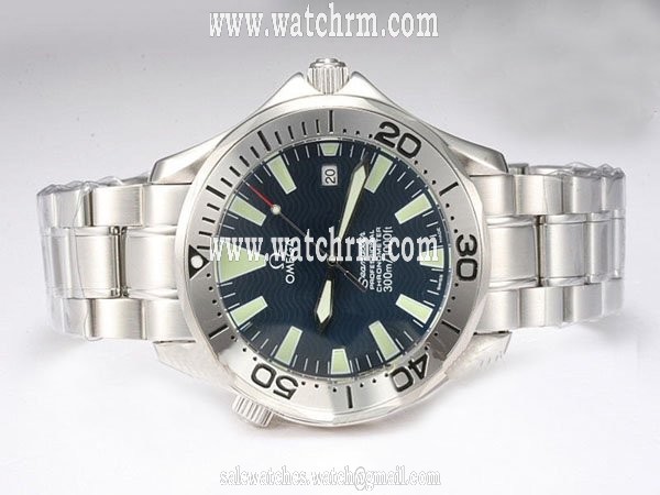 Omega Seamaster 300 M Diver Chronometer 2232.80.00 Blue Dial White Stainless Steel Strap Watch