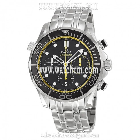 Omega Seamaster Diver  Co-axial Automatic Chronograph Black Dial Stainless Steel Men's Watch 21230445001002