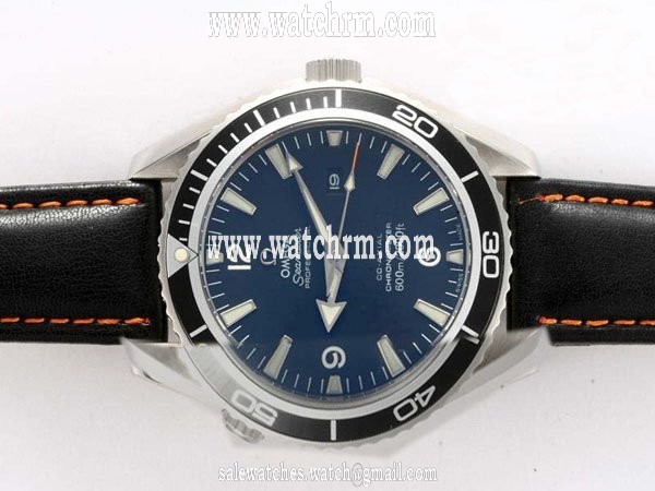 Omega Seamaster Planet Ocean 2901.51.82 Black Cow Leather Strap 45mm Blue Dial Watch