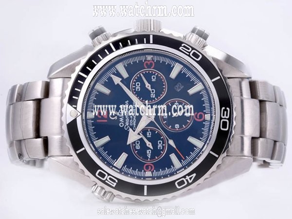Omega Seamaster Planet Ocean Chrono 2210.50.00 Midsize Round Silver Stainless Steel Strap Watch