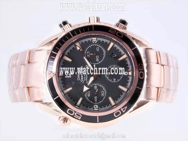 Omega Seamaster Planet Ocean Chrono 222.60.46.50.01.001 Rose Gold Case 45.5mm Watch