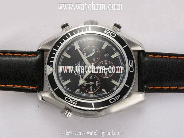 Omega Seamaster Planet Ocean Chrono 2910.51.82 Black Dial Round Quartz Chronograph Watch