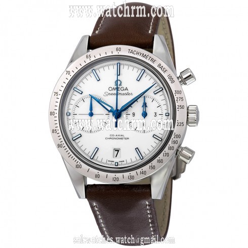 Omega Speedmaster 57 Chronograph White Dial Brown Leather Men's Watch 33192425104001