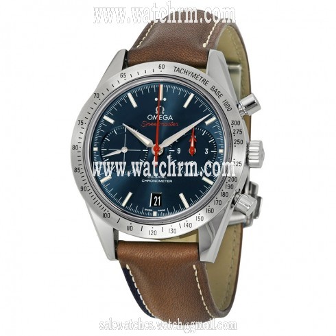 Omega Speedmaster Automatic Blue Dial Brown Leather Men's Watch 33112425103001