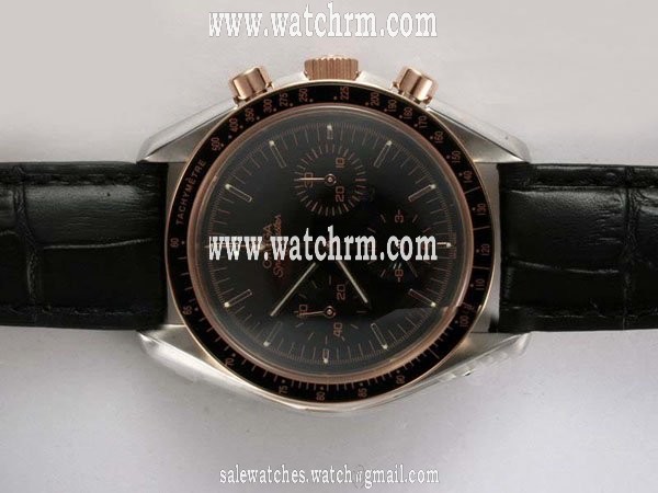 Omega Speedmaster Broad Arrow 3659.50.31 Black Dial Rose Gold Case 38mm Watch
