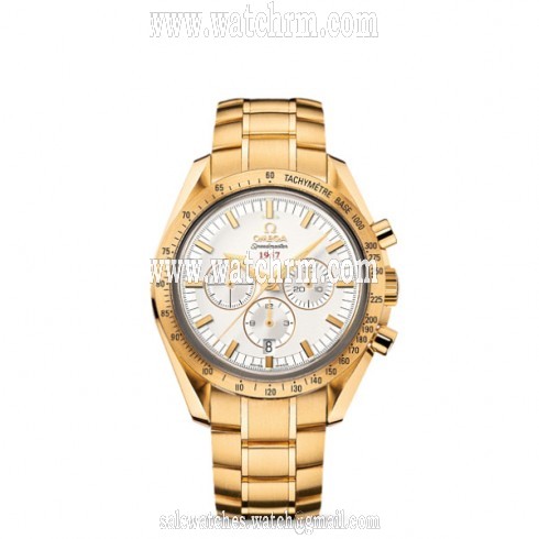 Omega Speedmaster Broad Arrow Silver Dial 18K Yellow Gold Automatic Men's Watch 32150425002001