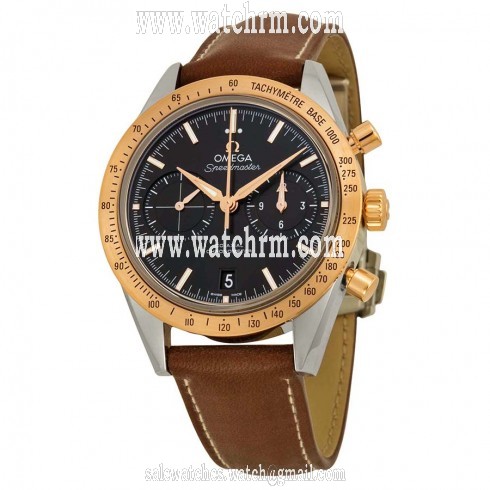 Omega Speedmaster Chronograph Automatic Black Dial Brown Leather Men's Watch 33122425101001