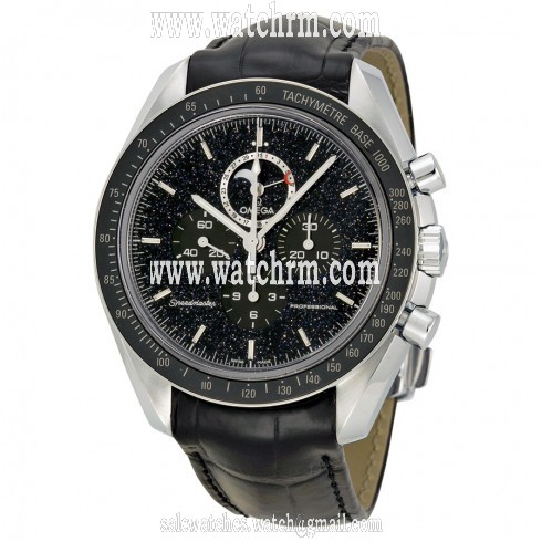 Omega Speedmaster Chronograph Black Dial Black Leather Men's Watch 31133443201001