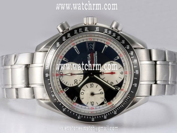 Omega Speedmaster Date 3210.51.00 Round White Stainless Steel Strap Black Dial Watch