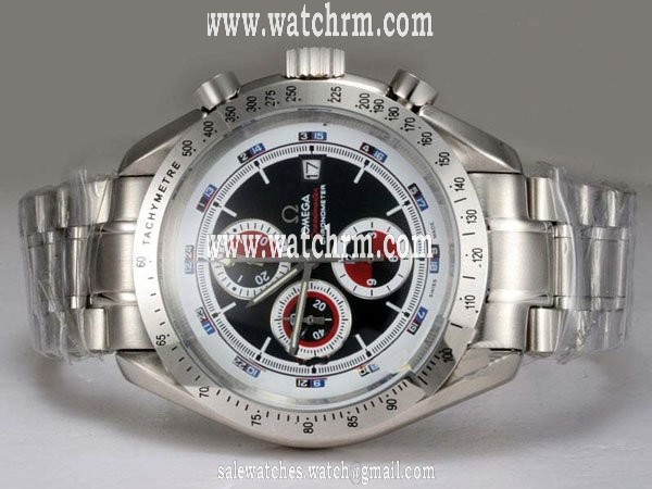 Omega Speedmaster Date 3210.52.00 White Stainless Steel Strap Black Dial Watch