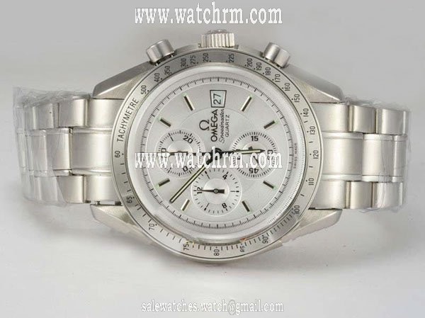 Omega Speedmaster Date 3211.30.00 42mm Quartz Chronograph White Dial Watch