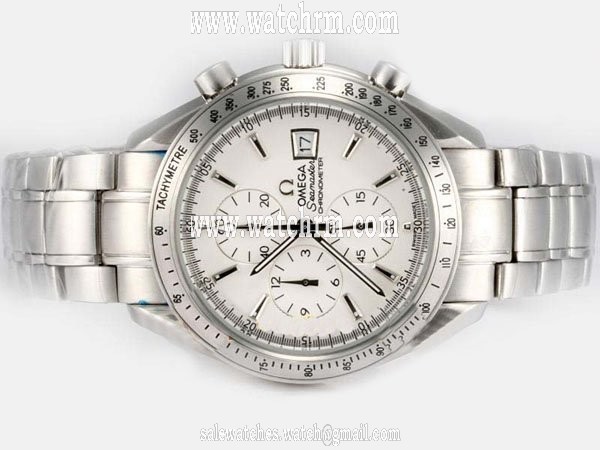 Omega Speedmaster Date 3211.30.00 White Dial Automatic Chronograph Stainless Steel Bezel Watch