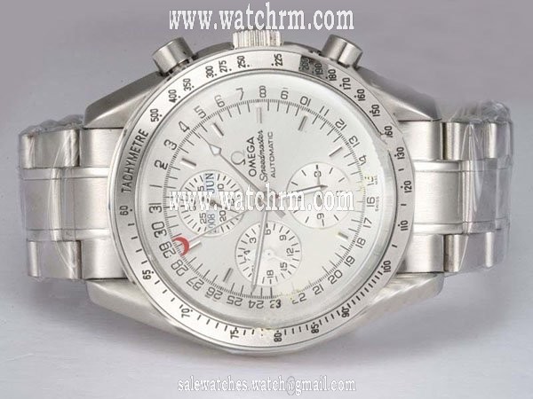 Omega Speedmaster Day-Date 3221.30.00 Midsize White Stainless Steel Strap Watch