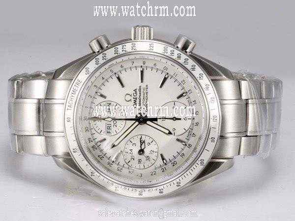 Omega Speedmaster Day-Date 3221.30.00 White Dial Stainless Steel Case 40mm Watch