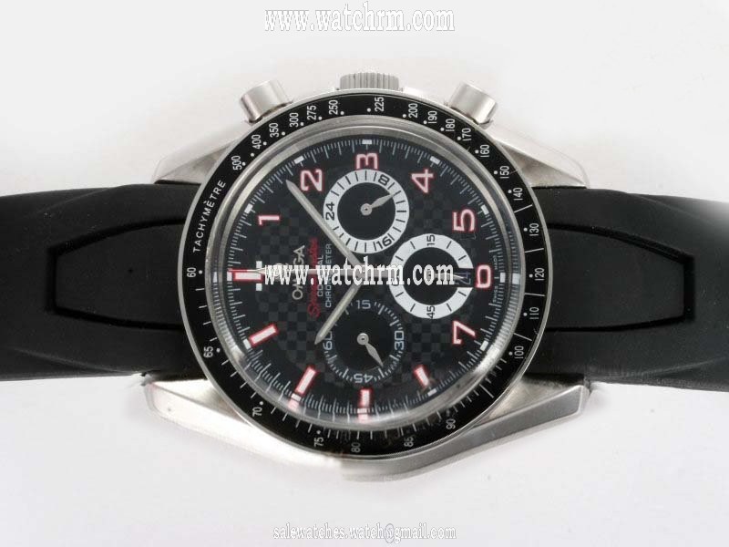 Omega Speedmaster Legend 321.32.44.50.01.001 Stainless Steel Bezel Black Rubber Strap Midsize Watch