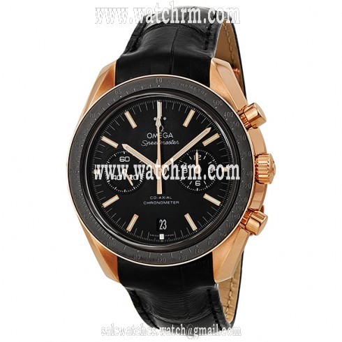 Omega Speedmaster Moonwatch Black Dial Chronograph 18kt Rose Gold Black Alligator Leather Men's Watch 311.63.44.51.01.001
