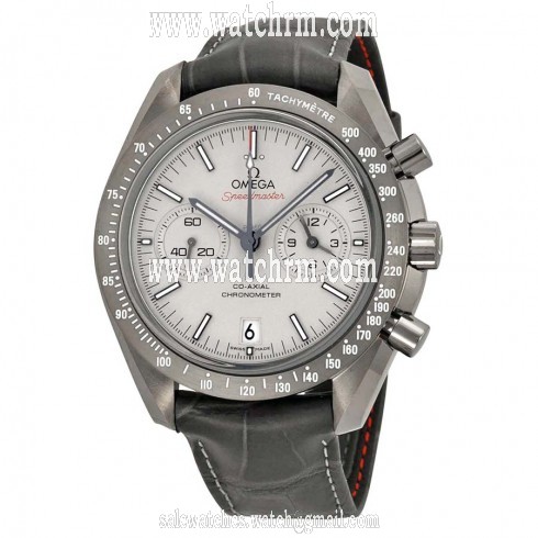 Omega Speedmaster Professional Grey Side of the Moon Chronograph Automatic Sandblasted Platinum Dial Grey Leather Men's Watch 31193445199001