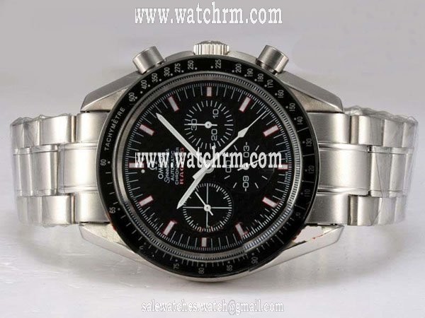 Omega Speedmaster Racing Chronometer 3552.59.00 White Stainless Steel Strap Round Black Dial Watch