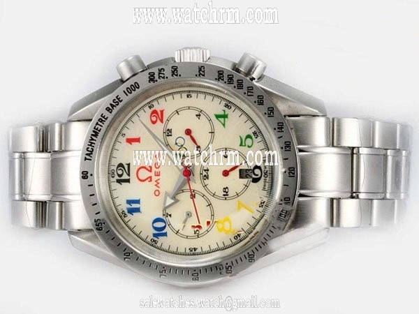 Omega Speedmaster Reduced 3534.79.00 White Stainless Steel Strap Multicolor Dial Round Watch