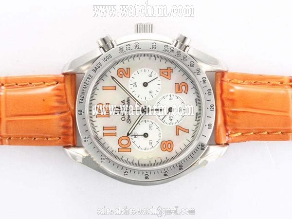 Omega Speedmaster Reduced 3835.74.34 Stainless Steel Bezel Brown Cow Leather Strap Watch