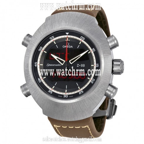 Omega Speedmaster Spacemaster Z-33 Black Analog-Digital Dial Brown Leather Chronograph Men's Watch 32592437901002