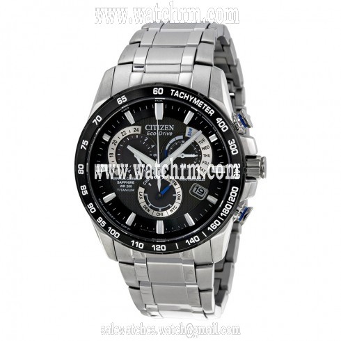 Open Box - Citizen Perpetual Chrono A-T Eco-Drive Black Dial Titanium Men's Chronograph Watch AT4010-50E