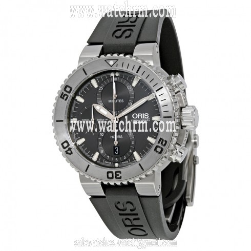 Oris Aquis Chronograph Grey Dial Rubber Men's Watch 01 674 7655 7253-07 4 26 34TEB