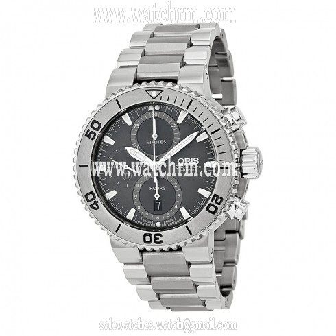 Oris Aquis Chronograph Grey Dial Titanium Men's Watch 01 674 7655 7253-07 8 26 75PEB