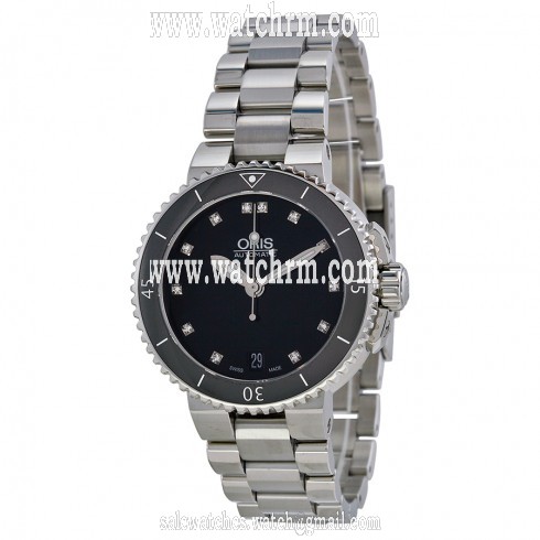 Oris Aquis Date Black Diamond Dial Stainless Steel Ladies Watch 733-7652-4194MB