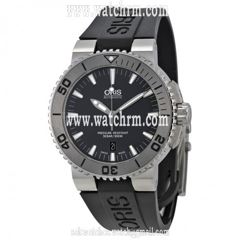 Oris Aquis Date Grey Dial Black Rubber Automatic Men's Watch 733-7653-4153RS