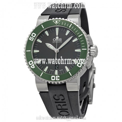 Oris Aquis Date Grey Dial Black Rubber Men's Watch 733-7653-4137RS
