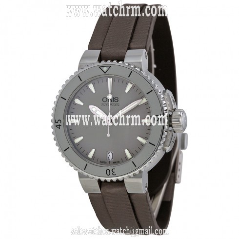 Oris Aquis Date Grey Dial  Black Rubber Watch 733-7652-4143LS