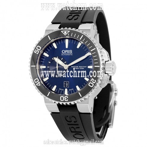 Oris Aquis Diver Date Blue Dial Black Rubber Men's Watch 743-7673-4135RS