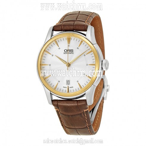 Oris Artelier Automatic Silver Dial Brown Leather Men's Watch 733-7670-4351LS