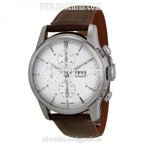 Oris Artelier Chronograph Silver Dial Brown Leather Men's Watch 774-7686-4051LS